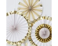 Gouden Papieren Waaiers 38cm 5st -Feestartikelen Winkel gouden papieren waaiers 38cm 5st 2