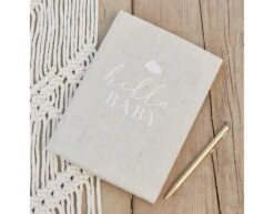 Grijze Gastenboek Hello Baby 16cm -Feestartikelen Winkel grijze gastenboek hello baby 16cm 2