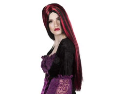 Halloween Pruik Lang Haar Zwart Rood