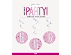 Hangdecoratie 16 Jaar Roze 81cm 6st -Feestartikelen Winkel hangdecoratie 16 jaar roze 81cm 6st 2