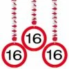 Hangdecoratie 16 Jaar Verkeersbord 75cm 3st -Feestartikelen Winkel hangdecoratie 16 jaar verkeersbord 75cm 3st