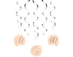 Hangdecoratie 60 Jaar Rose Goud 75cm 5st
