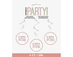 Hangdecoratie Happy Birthday Rose Goud 81cm 6st -Feestartikelen Winkel hangdecoratie happy birthday rose goud 81cm 6st 1