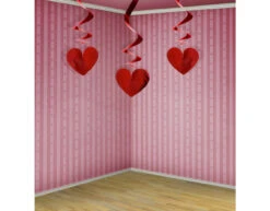 Hangdecoratie Hartjes Rood 60cm 3st -Feestartikelen Winkel hangdecoratie hartjes rood 60cm 3st 1