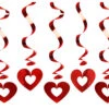 Hangdecoratie Hartjes Rood 60cm 5st -Feestartikelen Winkel hangdecoratie hartjes rood 60cm 5st