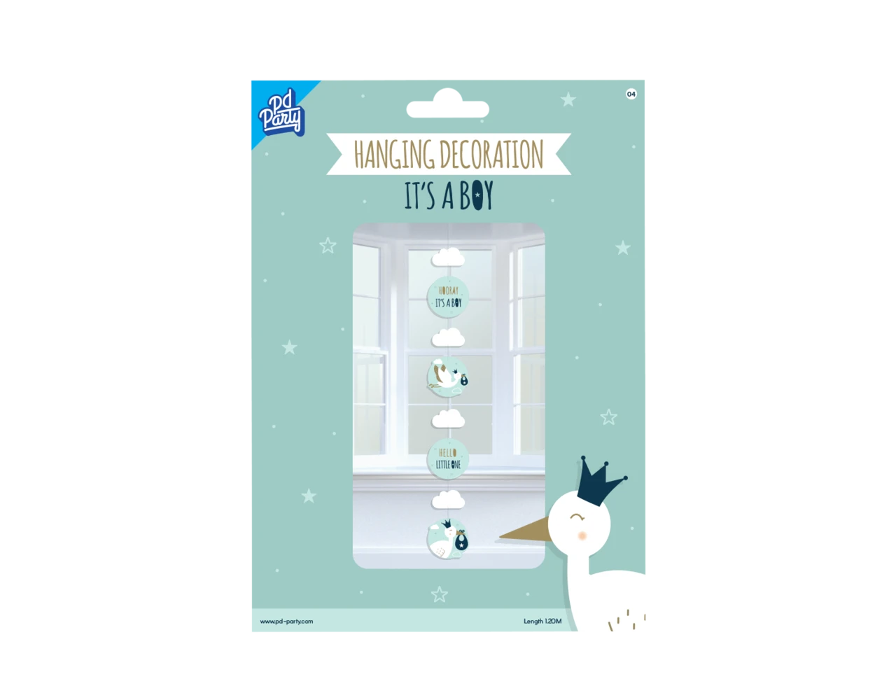 Hangdecoratie Newborn Baby Boy 120cm 4 Hangdecoratie Newborn Baby Boy 120cm - Afbeelding 2