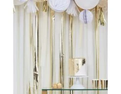 Hangdecoratie Slinger Goud/Wit 2m -Feestartikelen Winkel hangdecoratie slinger goud wit 2m 2