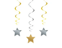 Hangdecoratie Ster Goud Zilver 66cm 3st