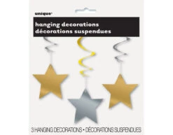 Hangdecoratie Ster Goud Zilver 66cm 3st -Feestartikelen Winkel hangdecoratie ster goud zilver 66cm 3st 3