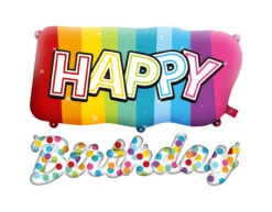 Happy Birthday Folie Ballonnen Set Regenboog Confetti 2st