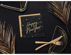 Happy New Year Servetten Zwart 33cm 20st -Feestartikelen Winkel happy new year servetten zwart 33cm 20st 2