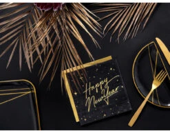 Happy New Year Servetten Zwart 33cm 20st -Feestartikelen Winkel happy new year servetten zwart 33cm 20st 3