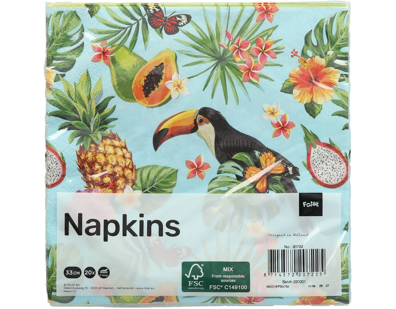 Hawaii Servetten Toekan 33cm 20st 7 Hawaii Servetten Toekan 33cm 20st - Afbeelding 5