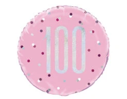 Helium Ballon 100 Jaar Roze 45cm Leeg