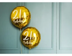 Helium Ballon 21Th Birthday Goud Leeg 45cm -Feestartikelen Winkel helium ballon 21th birthday goud leeg 45cm 1