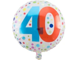 Helium Ballon 40 Jaar Stippen 45cm Leeg