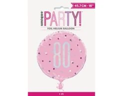 Helium Ballon 80 Jaar Roze 45cm Leeg -Feestartikelen Winkel helium ballon 80 jaar roze 45cm leeg 1