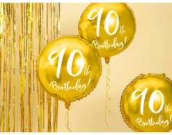 Helium Ballon 90Th Birthday Goud Leeg 45cm -Feestartikelen Winkel helium ballon 90th birthday goud leeg 45cm 1