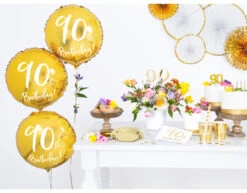 Helium Ballon 90Th Birthday Goud Leeg 45cm -Feestartikelen Winkel helium ballon 90th birthday goud leeg 45cm 2