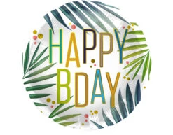 Helium Ballon Happy B-Day Bladeren Leeg 45cm