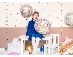 Helium Ballon Happy Birthday Bloemen Roze Leeg 45cm -Feestartikelen Winkel helium ballon happy birthday bloemen roze leeg 45c 1