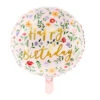 Helium Ballon Happy Birthday Bloemen Roze Leeg 45cm