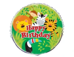 Helium Ballon Happy Birthday Jungle 45cm Leeg