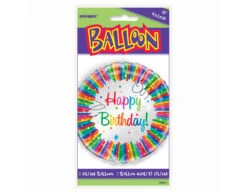 Helium Ballon Happy Birthday Linten Regenboog 45cm Leeg -Feestartikelen Winkel helium ballon happy birthday linten regenboog 45cm 2