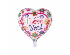 Helium Ballon Hart I Love You Bloemen 45cm Leeg