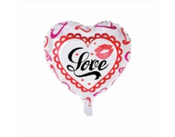 Helium Ballon Hart Love Kiss 45cm Leeg