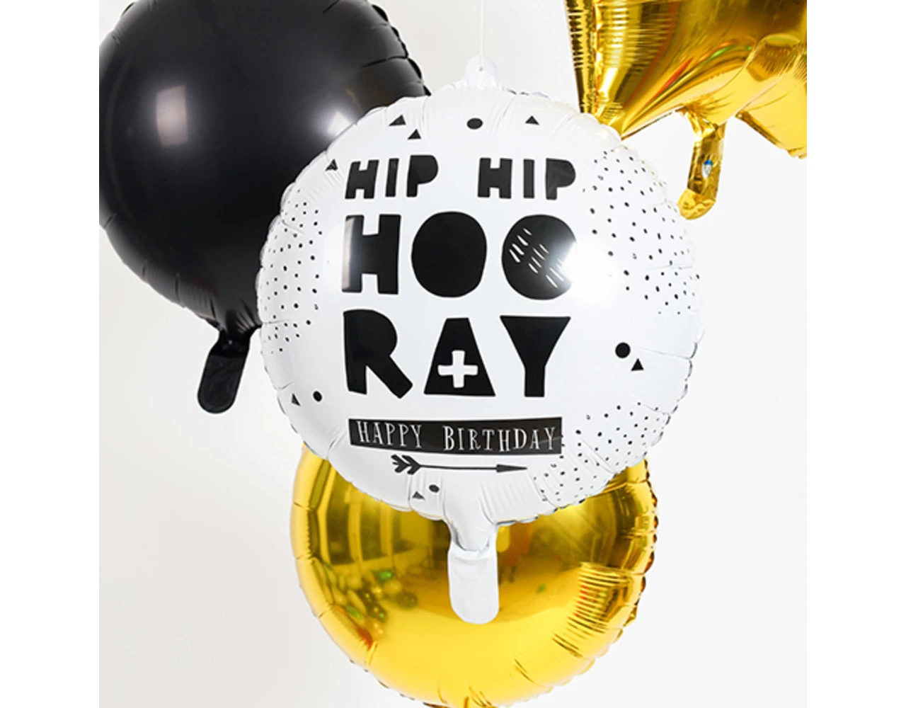 Helium Ballon Hip Hip Hooray Zwart Wit Leeg 45cm 4 Helium Ballon Hip Hip Hooray Zwart Wit Leeg 45cm - Afbeelding 2
