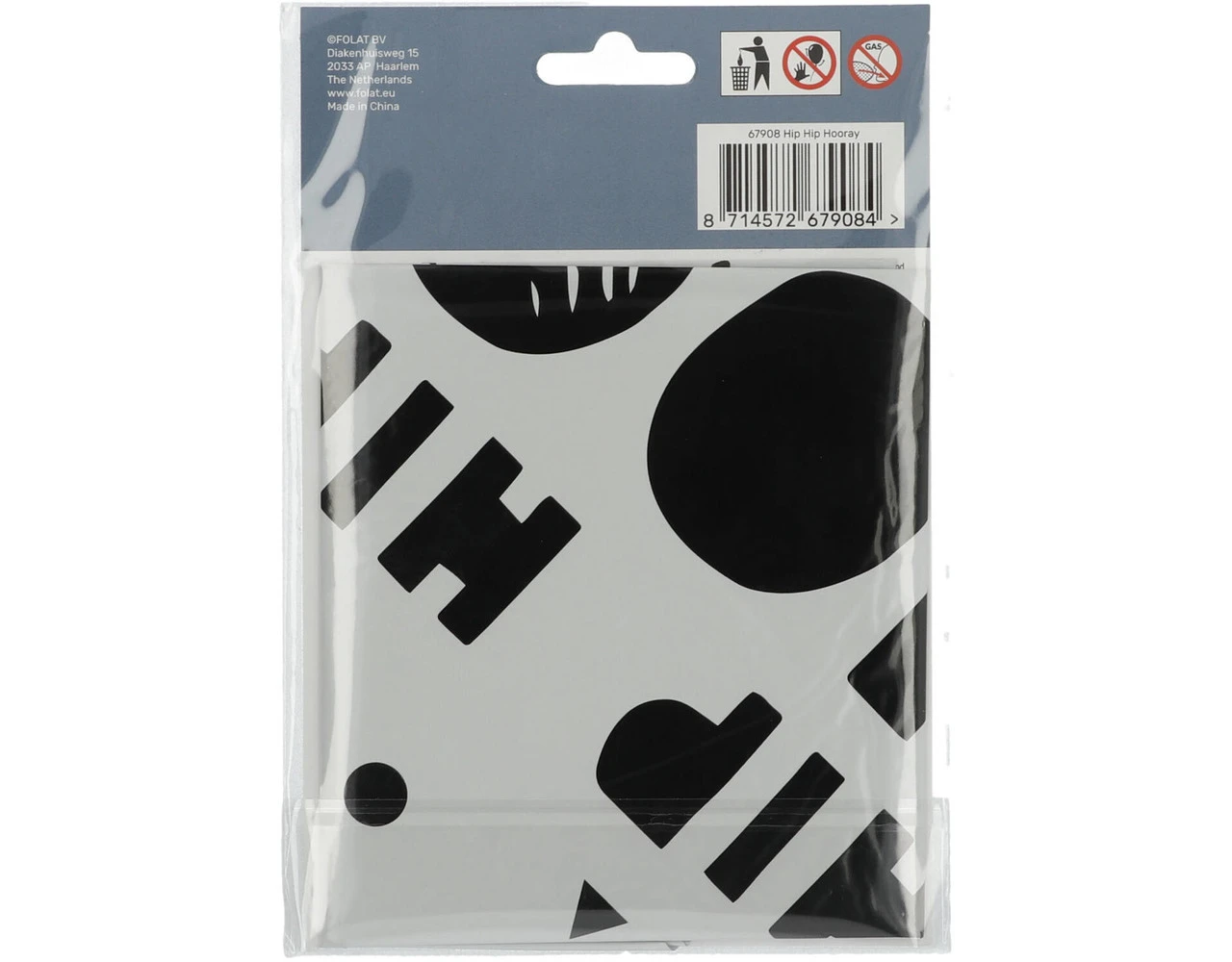 Helium Ballon Hip Hip Hooray Zwart Wit Leeg 45cm 6 Helium Ballon Hip Hip Hooray Zwart Wit Leeg 45cm - Afbeelding 4