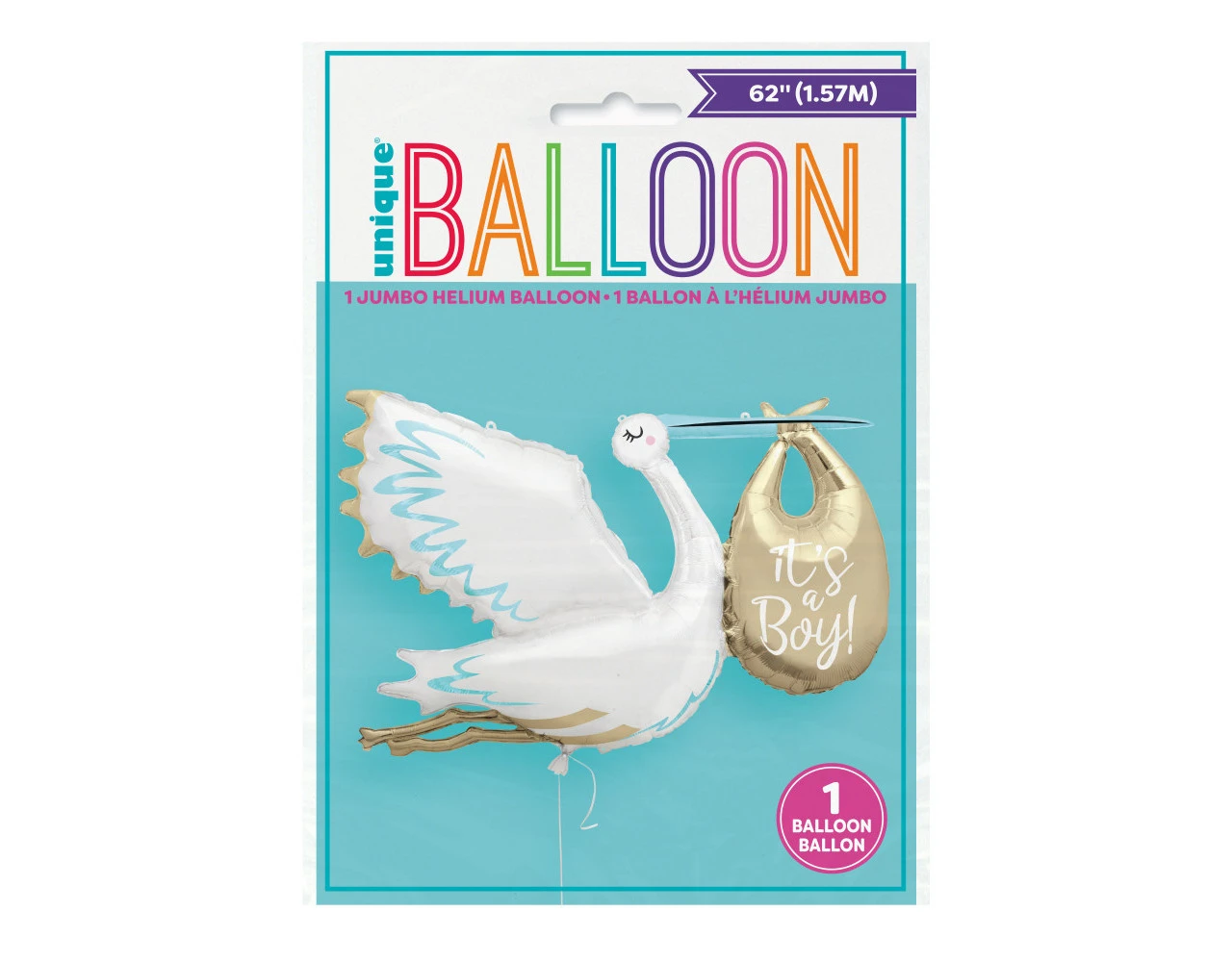 Helium Ballon Ooievaar It's A Boy 1,57m Leeg 4 Helium Ballon Ooievaar It's A Boy 1,57m Leeg - Afbeelding 2