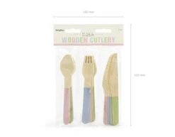 Houten Bestek Gekleurd Pastel 16cm 18 Delig -Feestartikelen Winkel houten bestek gekleurd pastel 16cm 18 delig 3