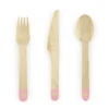 Houten Bestek Roze 16cm 18 Delig -Feestartikelen Winkel houten bestek roze 16cm 18 delig