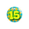 I'm 15 Button 15 Jaar 5,5cm -Feestartikelen Winkel im 15 button 15 jaar 55cm