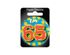 I'm 65 Button 65 Jaar 5,5cm -Feestartikelen Winkel im 65 button 65 jaar 55cm 1