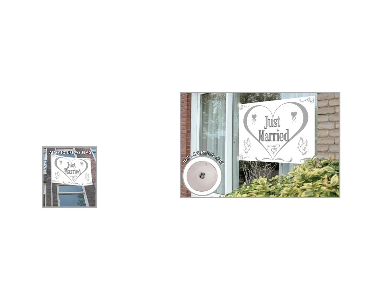 Just Married Raamvlag 1,5m 4 Just Married Raamvlag 1,5m - Afbeelding 2