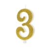 Kaars 3 Jaar Goud 10cm -Feestartikelen Winkel kaars 3 jaar goud 10cm