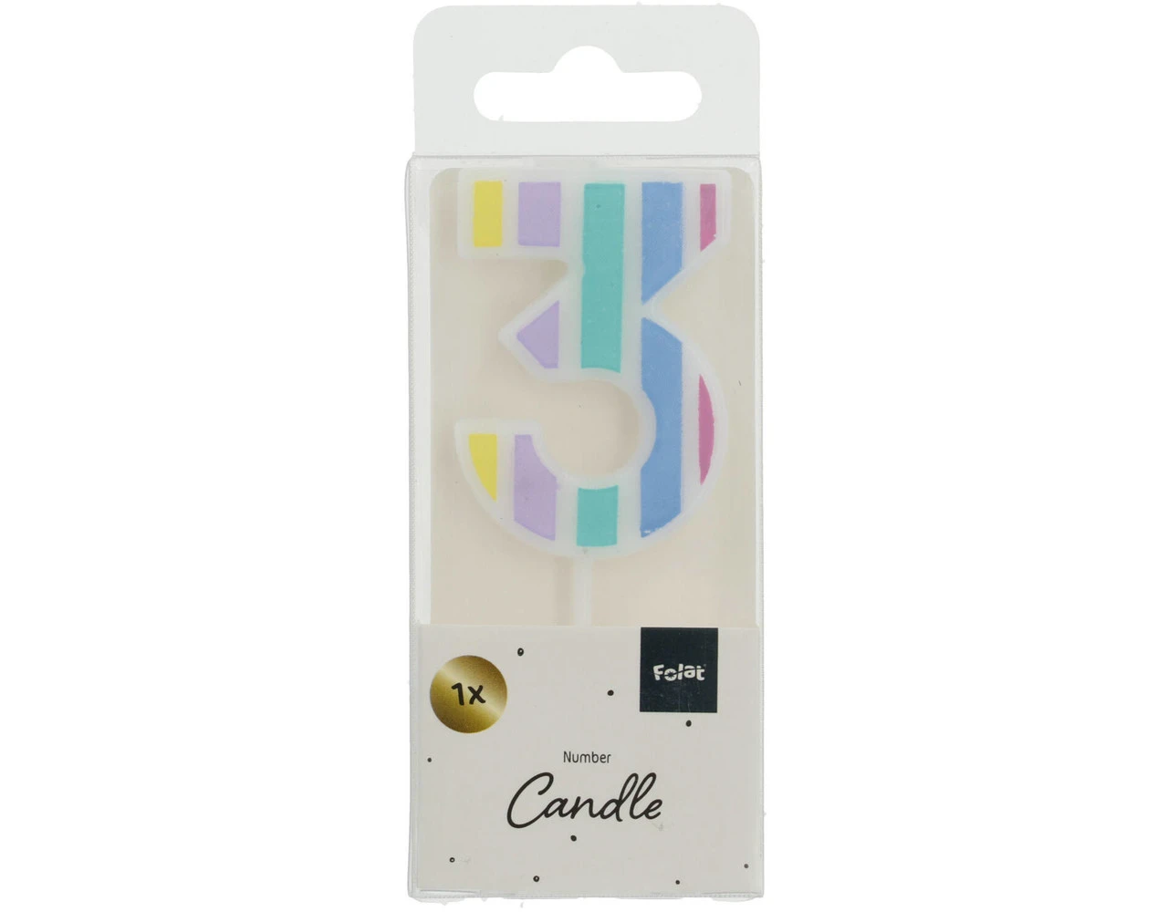 Kaars 3 Jaar Pastel 5cm 4 Kaars 3 Jaar Pastel 5cm - Afbeelding 2