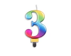 Kaars 3 Jaar Regenboog 7cm