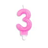 Kaars 3 Jaar Roze Glitter 7cm -Feestartikelen Winkel kaars 3 jaar roze glitter 7cm
