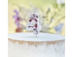 Kaars 4 Jaar Rozenblaadjes 9cm -Feestartikelen Winkel kaars 4 jaar rozenblaadjes 9cm 2