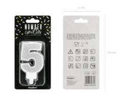 Kaars 5 Jaar Zilver 7cm -Feestartikelen Winkel kaars 5 jaar zilver 7cm 3