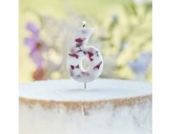 Kaars 6 Jaar Rozenblaadjes 9cm -Feestartikelen Winkel kaars 6 jaar rozenblaadjes 9cm 2