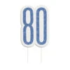 Kaars 80 Jaar Glitter Blauw 8,5cm -Feestartikelen Winkel kaars 80 jaar glitter blauw 85cm