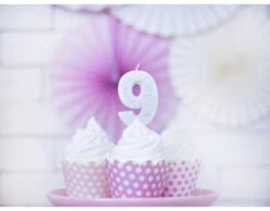 Kaars 9 Jaar Zilver 7cm -Feestartikelen Winkel kaars 9 jaar zilver 7cm 2