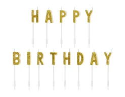 Kaarsen Happy Birthday Goud 2,5cm 13st