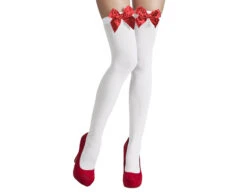 Kousen Wit Rode Strik -Feestartikelen Winkel kousen wit rode strik 1