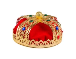 Kroon Koning Goud Rood 22cm -Feestartikelen Winkel kroon koning goud rood 22cm 1